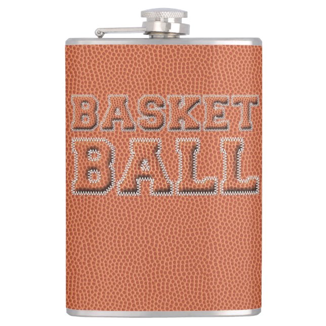 Basketball Text and Texture Hip Flask (Front)
