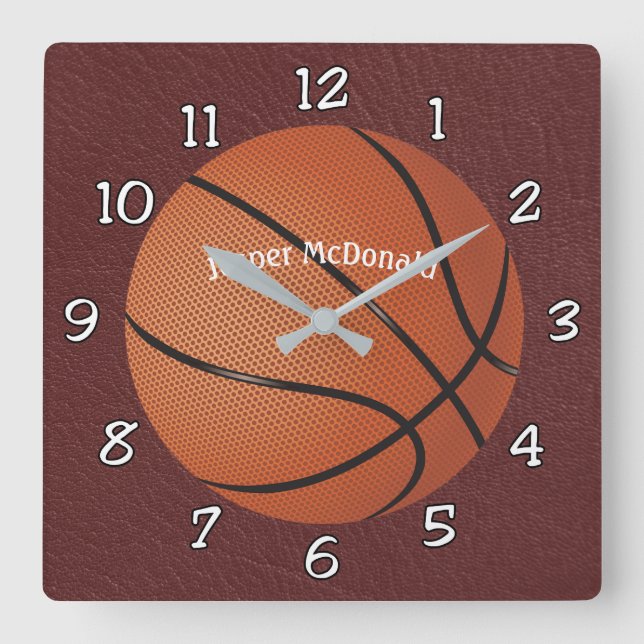 Basketball Textured Background photo personalise Square Wall Clock (Front)