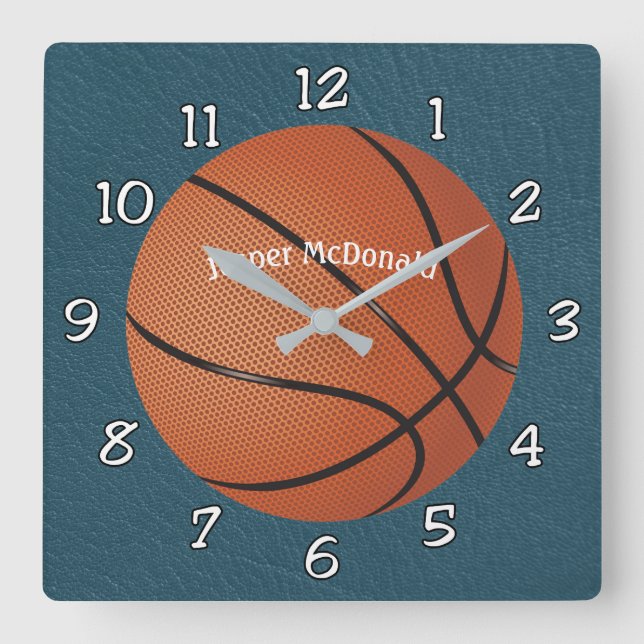 Basketball Textured Background photo personalise Square Wall Clock (Front)