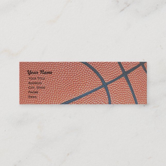 Basketball _textured_r,w,b hoop net skinny mini business card (Front)