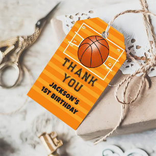 Basketball Thank You Birthday  Gift Tags