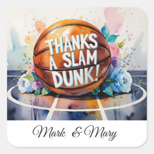 Basketball thanks you themed Slam Dunk Square Sticker