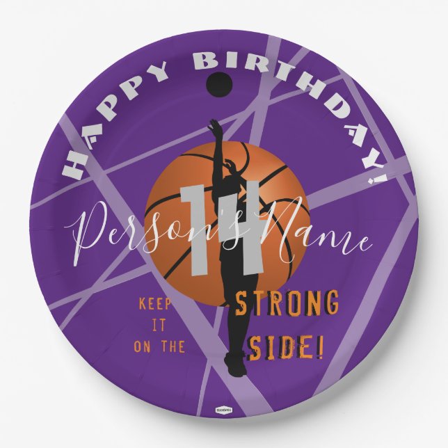 Basketball Theme Birthday Paper Plate HAMbyWG  (Front)