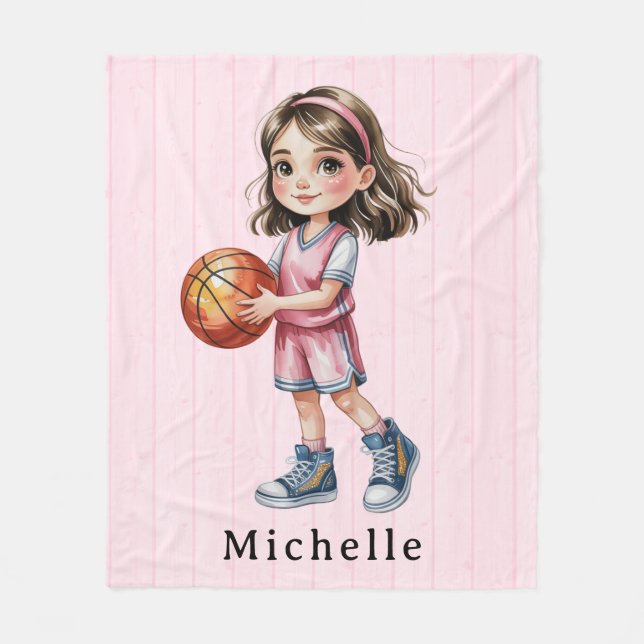 Basketball Theme Birthday Party For Girl’s Gift Fleece Blanket (Front)