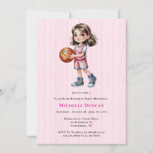Basketball Theme Birthday Party For Girl’s Invitation