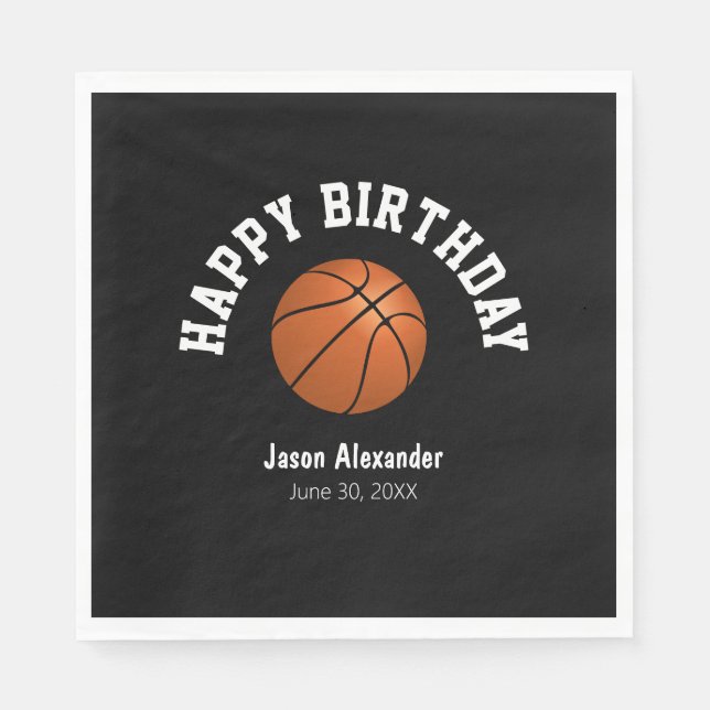 Basketball Theme Birthday Party Napkins Tableware (Front)
