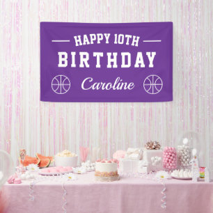 Basketball theme Happy Birthday party custom Banner