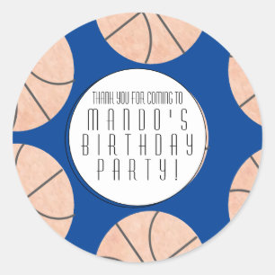 Basketball Theme Sports Birthday Party Any Colour Classic Round Sticker