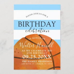 Basketball Themed Birthday Party Teal Invite