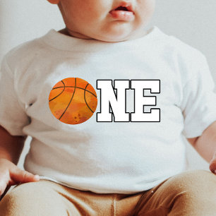 Basketball Themed ONE 1st Birthday  Baby T-Shirt