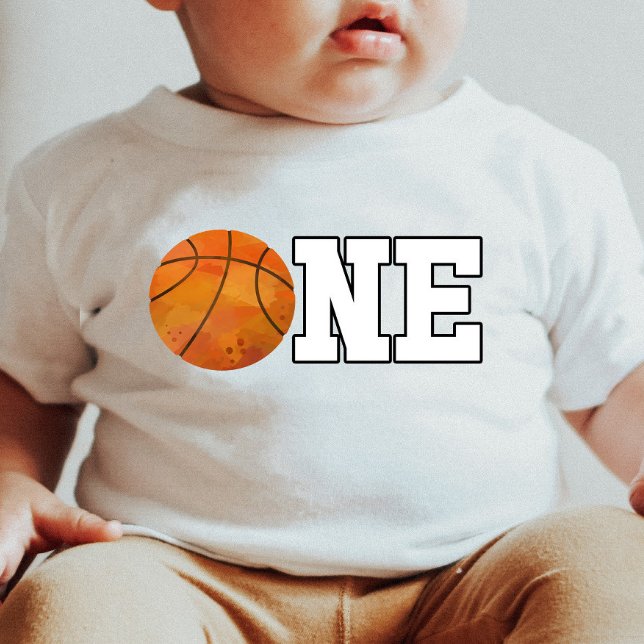 Basketball Themed ONE 1st Birthday  Baby T-Shirt (Creator Uploaded)