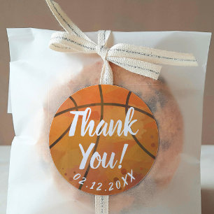 Basketball Themed Thank You Classic Round Sticker