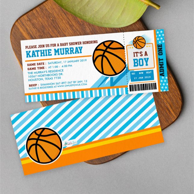 Basketball Ticket Pass Baby Shower Invitation (Creator Uploaded)