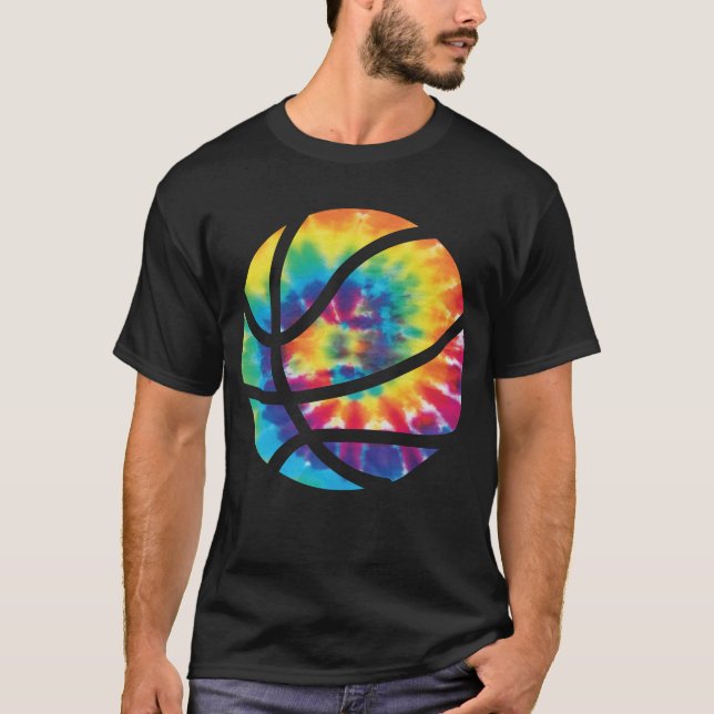 Basketball Tie Dye Rainbow Trippy Hippie T-Shirt (Front)