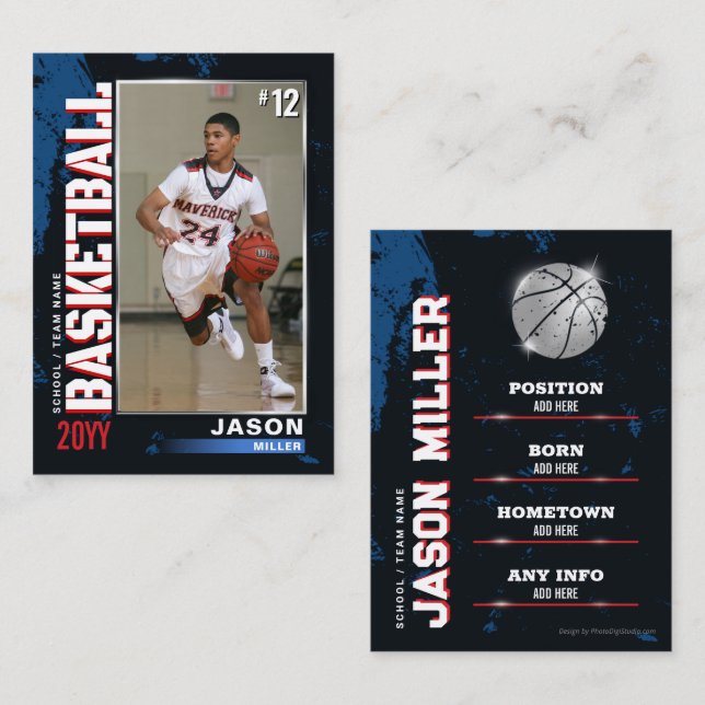 Basketball Trading Card, Basketball Player Card (Front/Back)