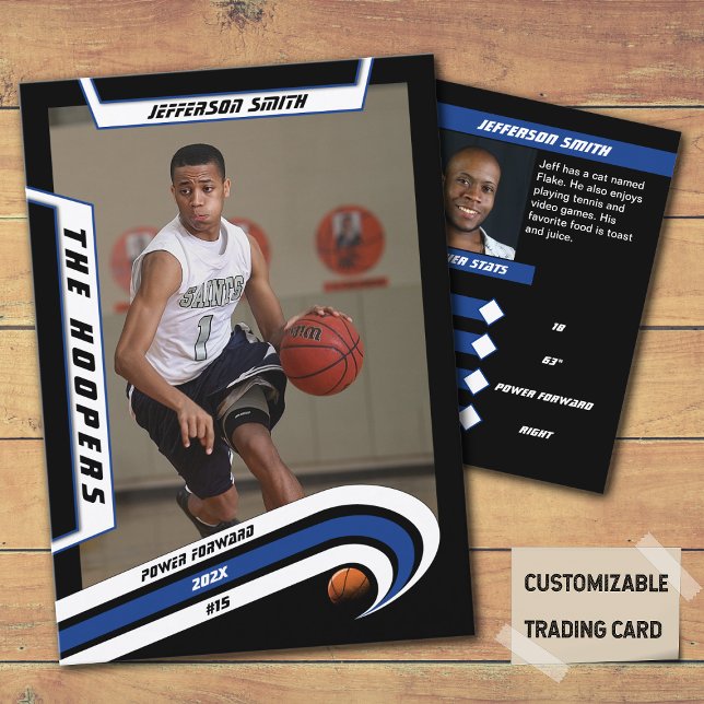 Basketball Trading Card in Lively Blue Black (Unleash the Future of Basketball Collectibles with the Basketball Trading Card in Lively Blue Black)