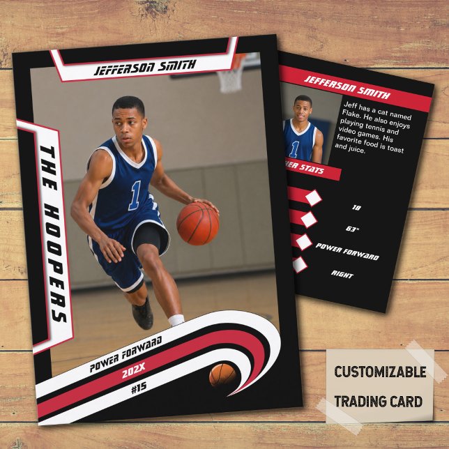 Basketball Trading Card in Lively Red Black (Unleash the Future of Basketball Collectibles with the Basketball Trading Card in Lively Red Black)