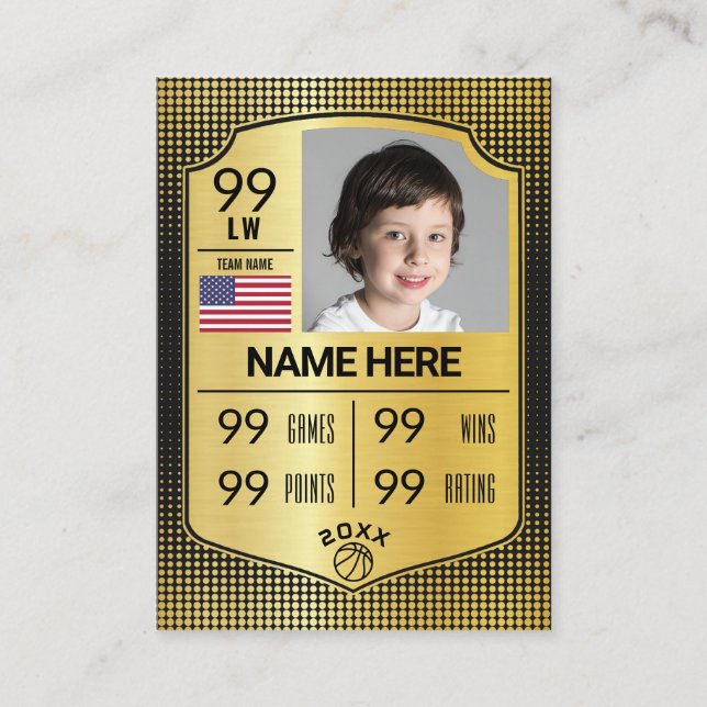 Basketball Trading Card Player Stats Shield Card  (Front)