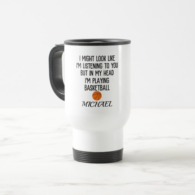 Basketball Travel Mug (Front Left)