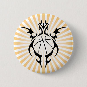 basketball. tribal. 6 cm round badge