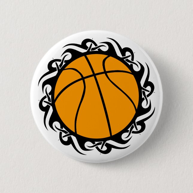 basketball. tribal. 6 cm round badge (Front)