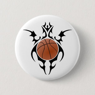 basketball. tribal. 6 cm round badge