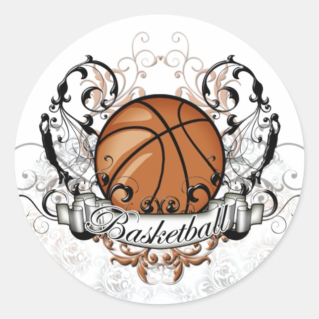 Basketball Tribal Classic Round Sticker (Front)