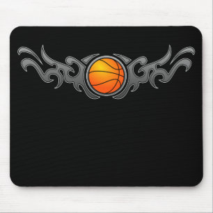 Basketball Tribal Flames Grey Mousepad