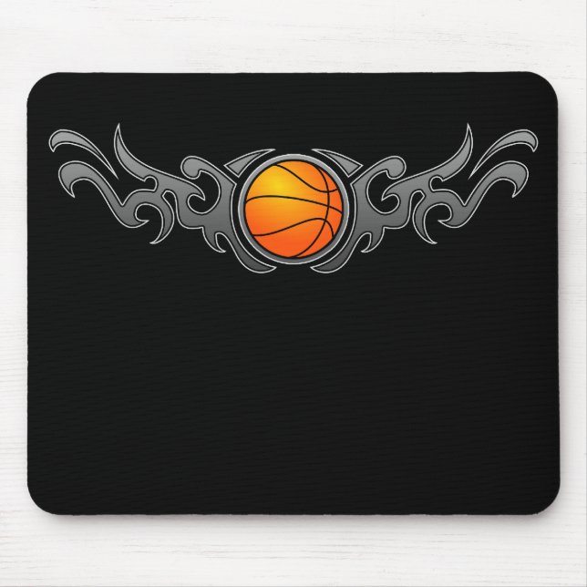 Basketball Tribal Flames Grey Mousepad (Front)