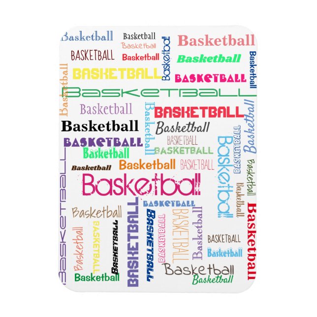 Basketball Typography Flexible Photo Magnet (Vertical)