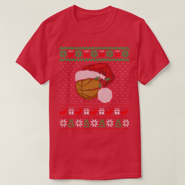 Basketball Ugly Christmas Sweater Happy Holiday Se (Design Front)