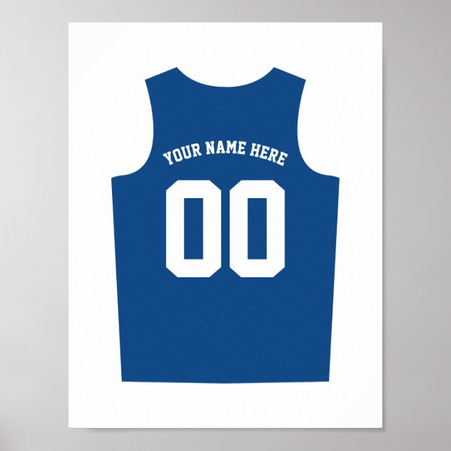 Basketball Uniform Poster Personalise Blue (Front)