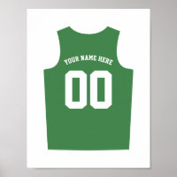 Basketball Uniform Poster Personalise Dark Green