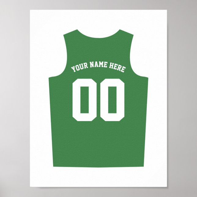 Basketball Uniform Poster Personalise Dark Green (Front)