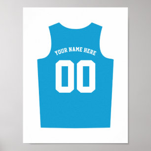 Basketball Uniform Poster Personalise Light Blue