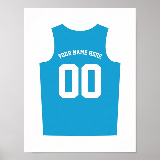 Basketball Uniform Poster Personalise Light Blue (Front)
