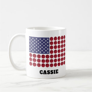 BASKETBALL USA FLAG CUSTOMISABLE COFFEE MUG