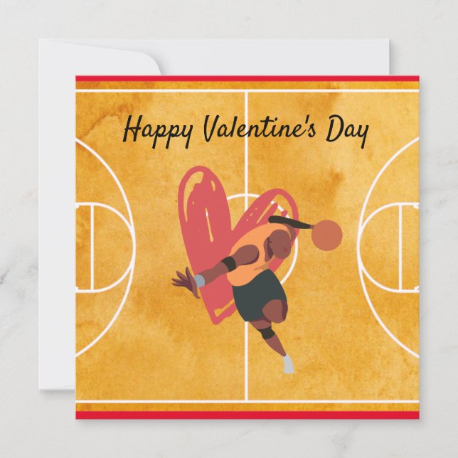 Basketball Valentine's Day Basketball with love   Holiday Card (Front)