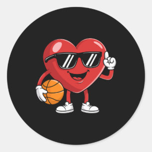 Basketball Valentines Day Shirt Boys Valentines Ki Classic Round Sticker