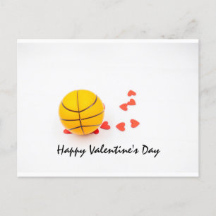 Basketball Valentine's Day with love on white Holiday Postcard