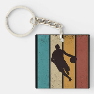 Basketball vintage player dribbling  key ring