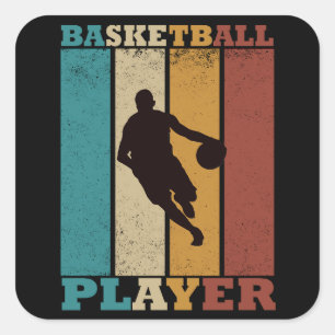 Basketball vintage player dribbling  square sticker