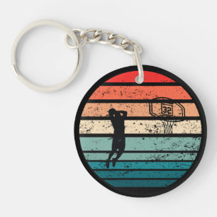 Basketball vintage player slam dunk key ring
