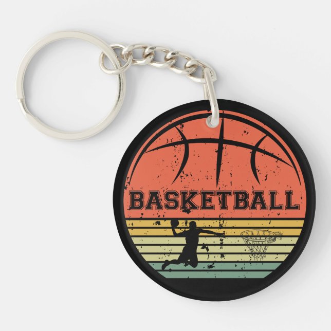 Basketball vintage player slam dunk  key ring (Front)