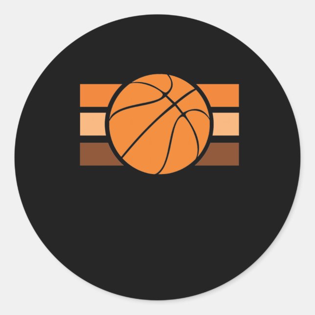 Basketball Vintage Sunset  Classic Round Sticker (Front)