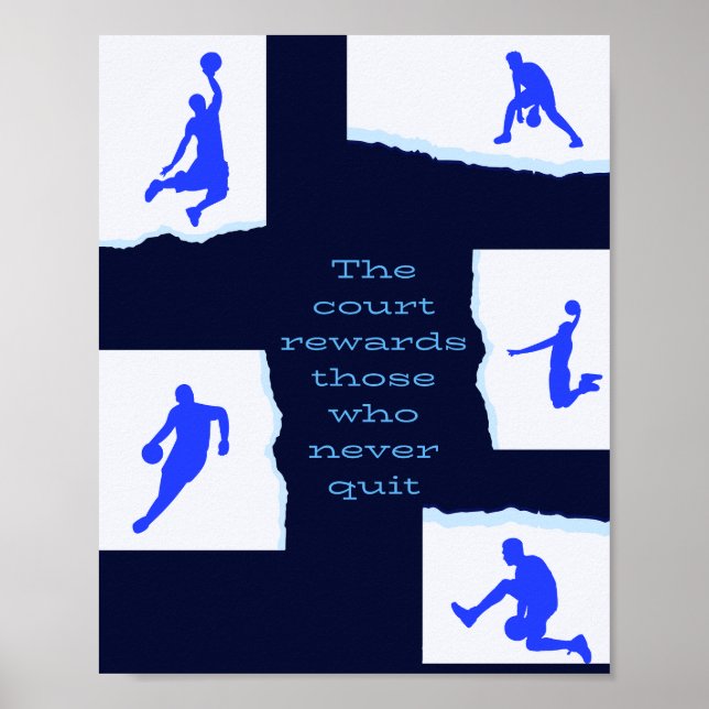 Basketball Wall Art Never Quit Poster (Front)