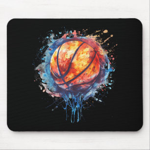 Basketball Watercolor Artwork Basketball Hoop Colo Mouse Pad