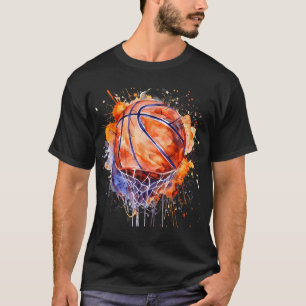 Basketball Watercolor Artwork Basketball Hoop Colo T-Shirt