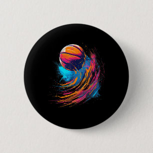Basketball Watercolor Artwork Basketball Lover Col 6 Cm Round Badge