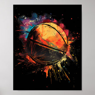 Basketball Watercolor Basketball Player Drawing Ar Poster